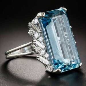 Sterling silver Blue Topaz CZ ring